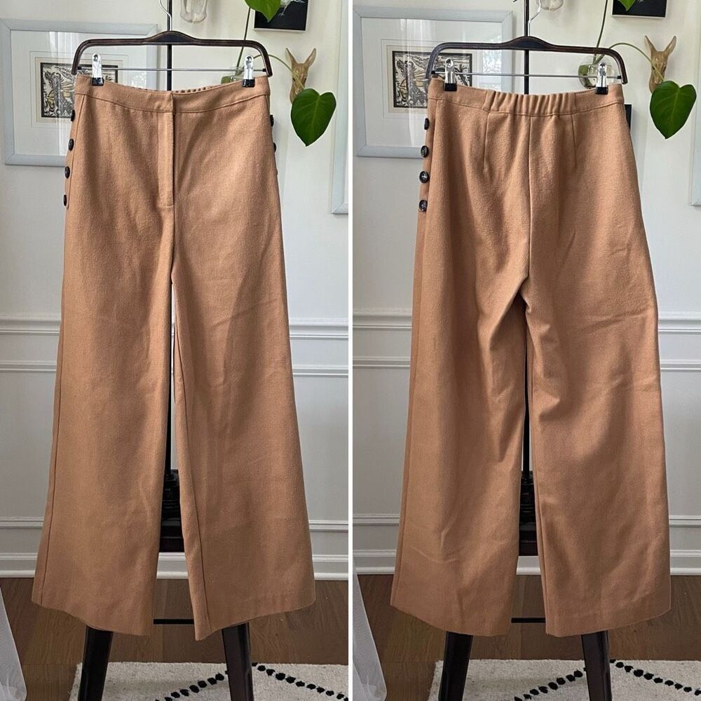 NWT Chriselle Lim Camel Sailor Wide Leg Trousers Pants $90 6